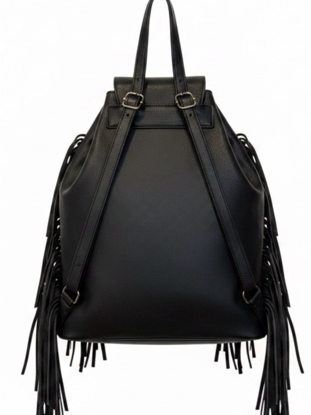 Victoria's Secret Black Fringe Drawstring Backpack - Picture 3 of 5